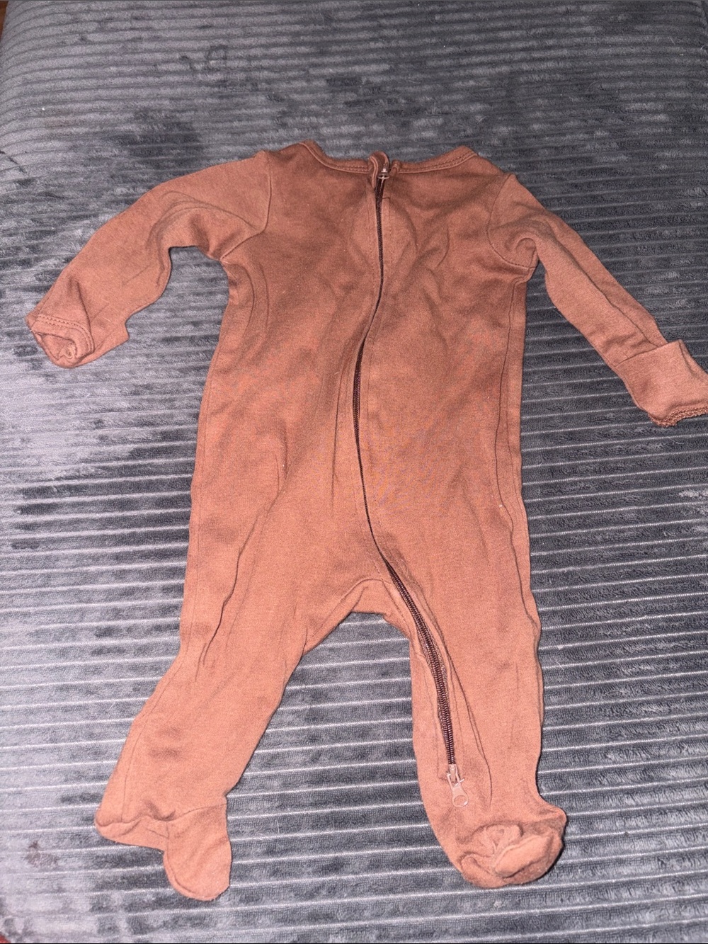 Cozy Rust Brown Footed Baby Zip Bodysuit